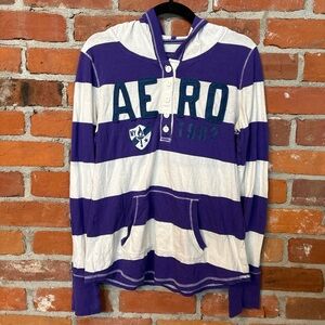 Aero Purple and White Striped longsleeve Hoodie
